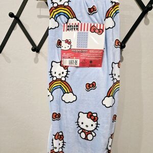 Hello Kitty Rainbow Clouds & Bows Blue Throw Blanket Twin
